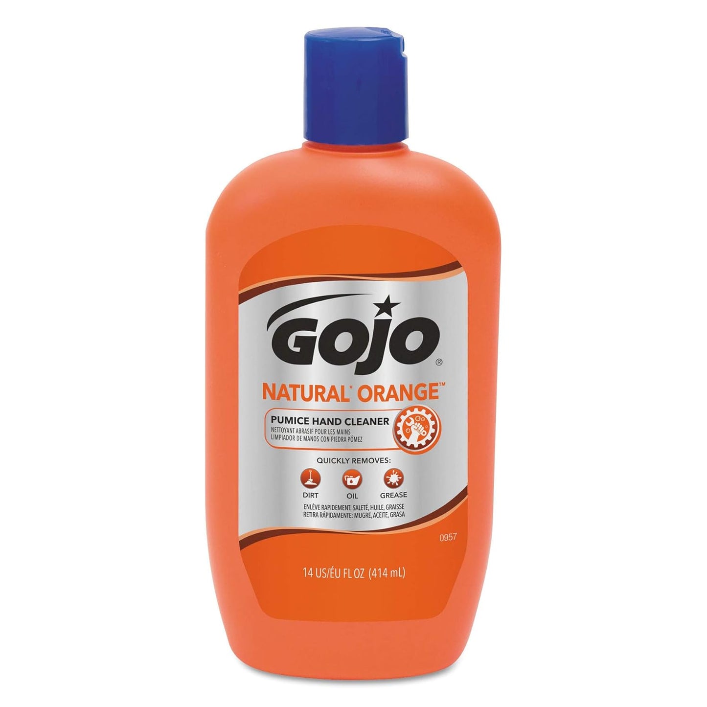 NATURAL* ORANGE Pumice Hand Cleaner, 14 Fl Oz Quick-Acting Lotion Cleaner Squeeze Bottle (0957-12)