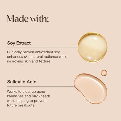 Aveeno Positively Radiant Clear Complexion Foaming Facial Cleanser, Oil-Free with Soy Extract & 0.5% Salicylic Acid, Hypoallergenic Acne Treatment Face Wash for Acne-Prone Skin, 6 Fl Oz